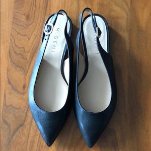 M. Gemi black leather sling backs